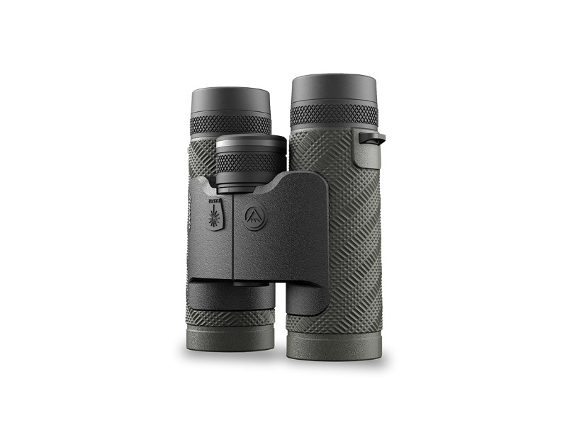 A pair of binoculars with a black cover on top.