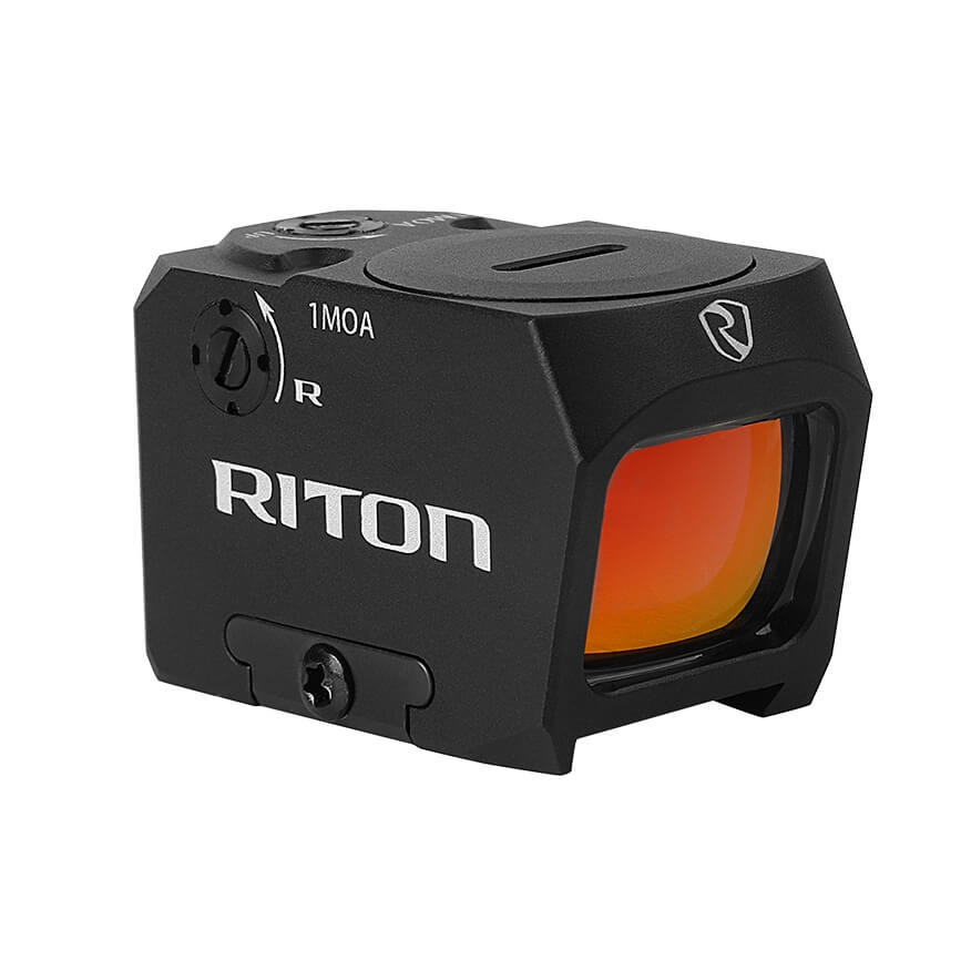 Riton lens sight with orange-tinted glass.