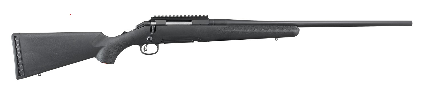 Black rifle with a long barrel.