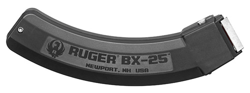 A close up of the words " ruger bx-2 5 " on the side.