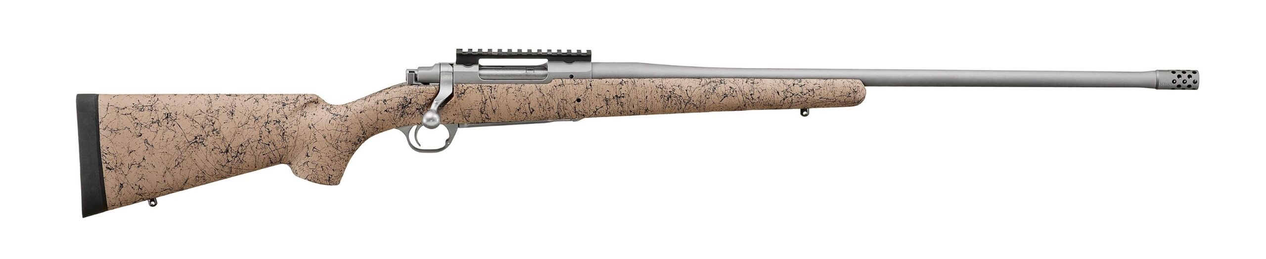 Bolt-action rifle with textured stock.