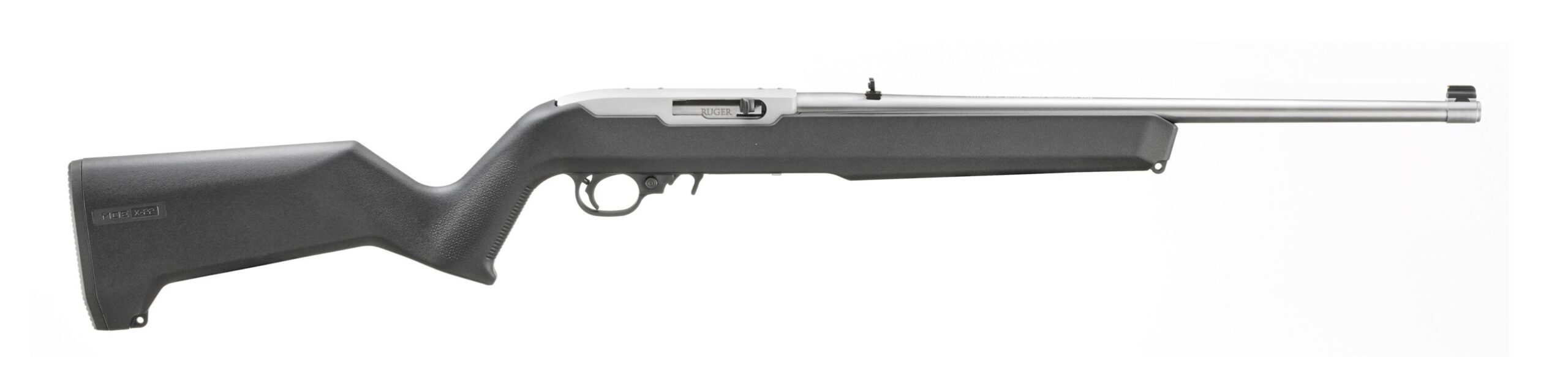 A black and white photo of a rifle.