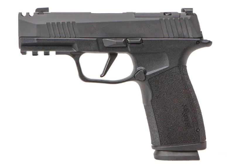 Black semi-automatic pistol on a white background.