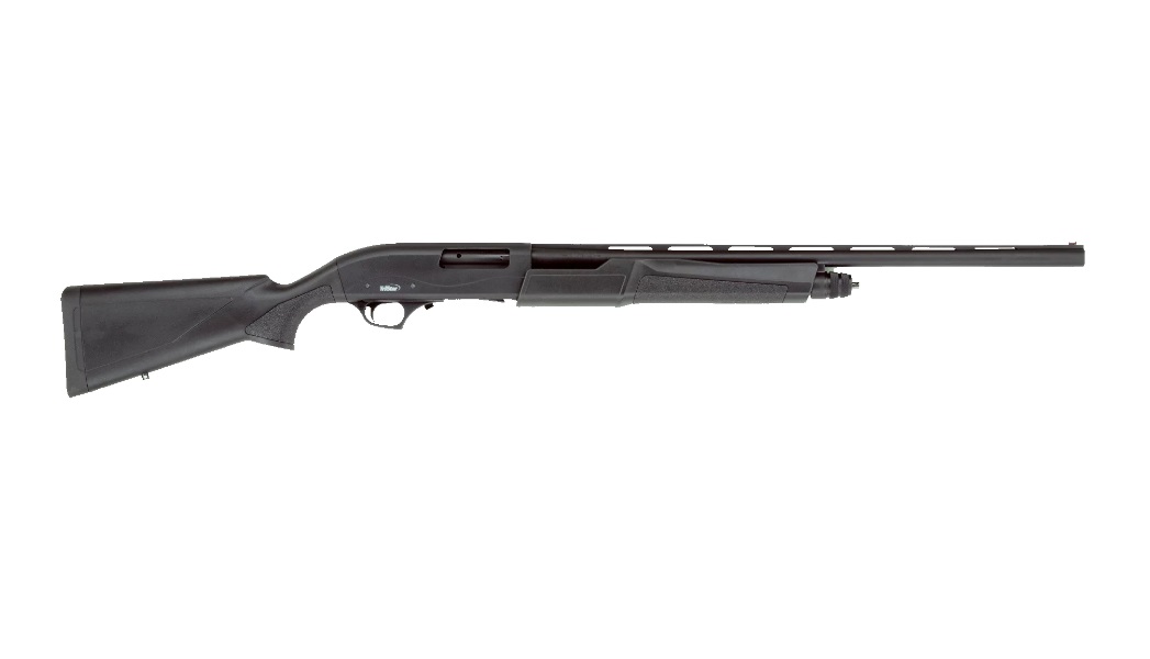 Black shotgun viewed from the side.