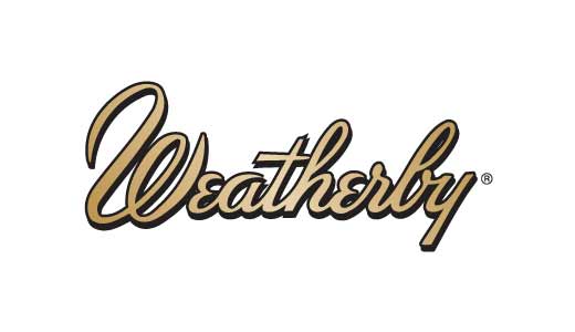 Weatherby logo in gold cursive font.