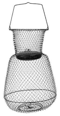 Wire mesh basket with a handle.