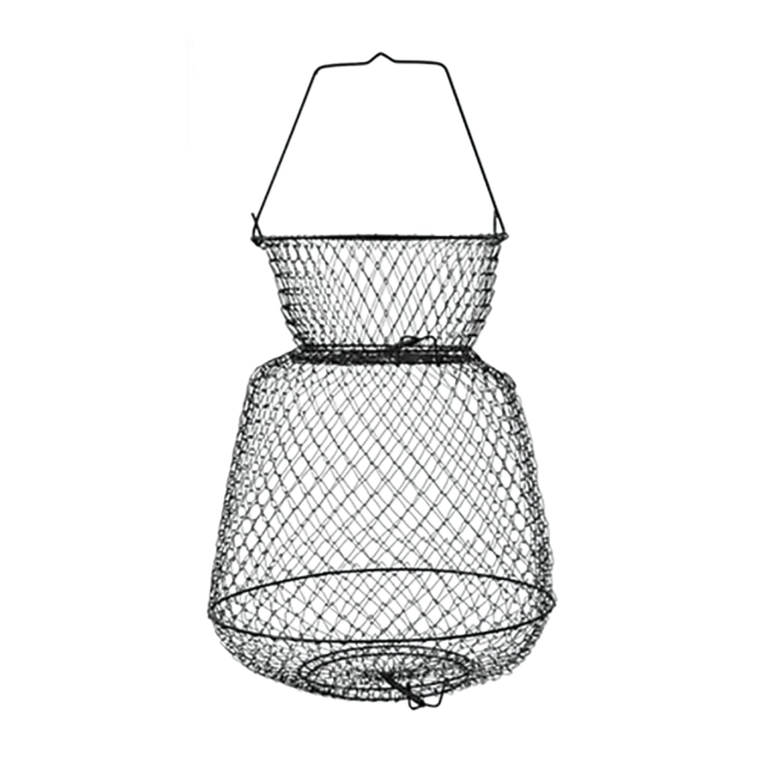 Wire fishing basket with handle.