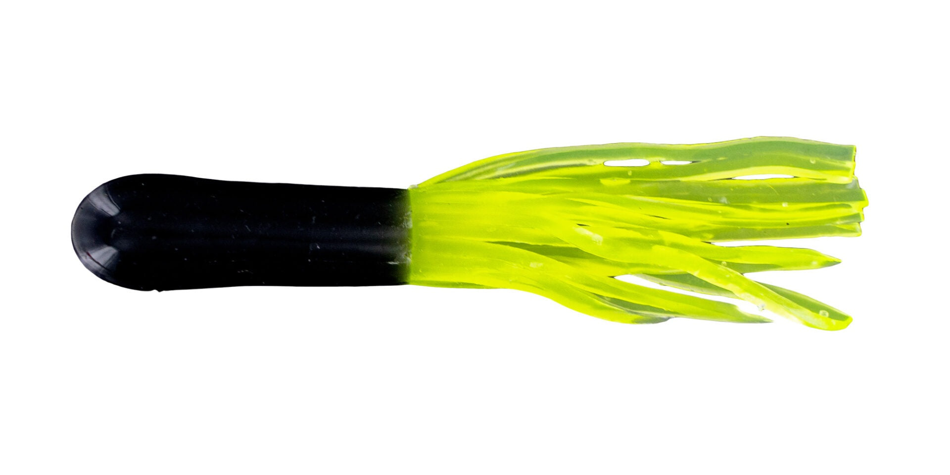 Black and neon green fishing lure.