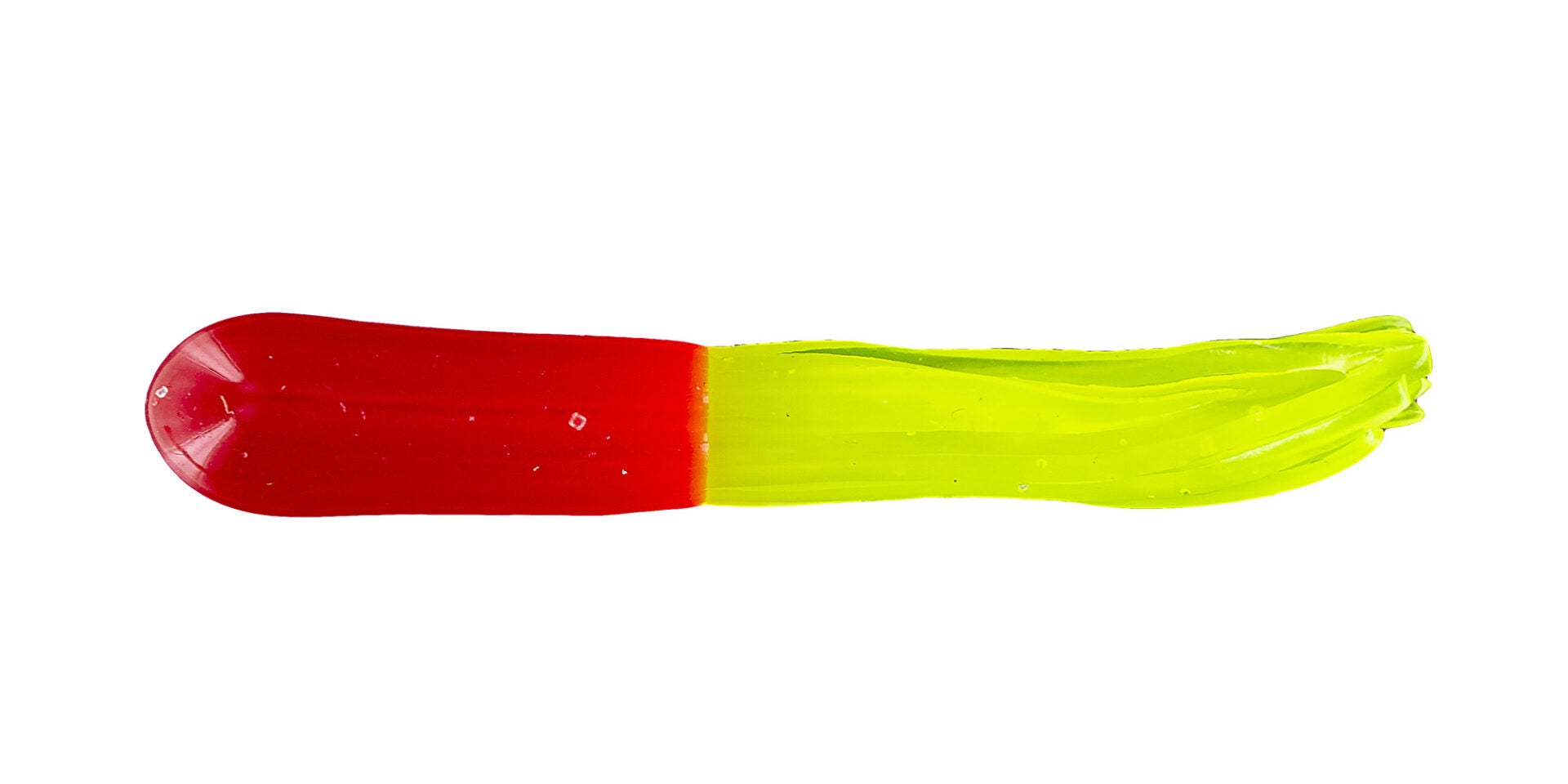 Red and green stylized object on white background.