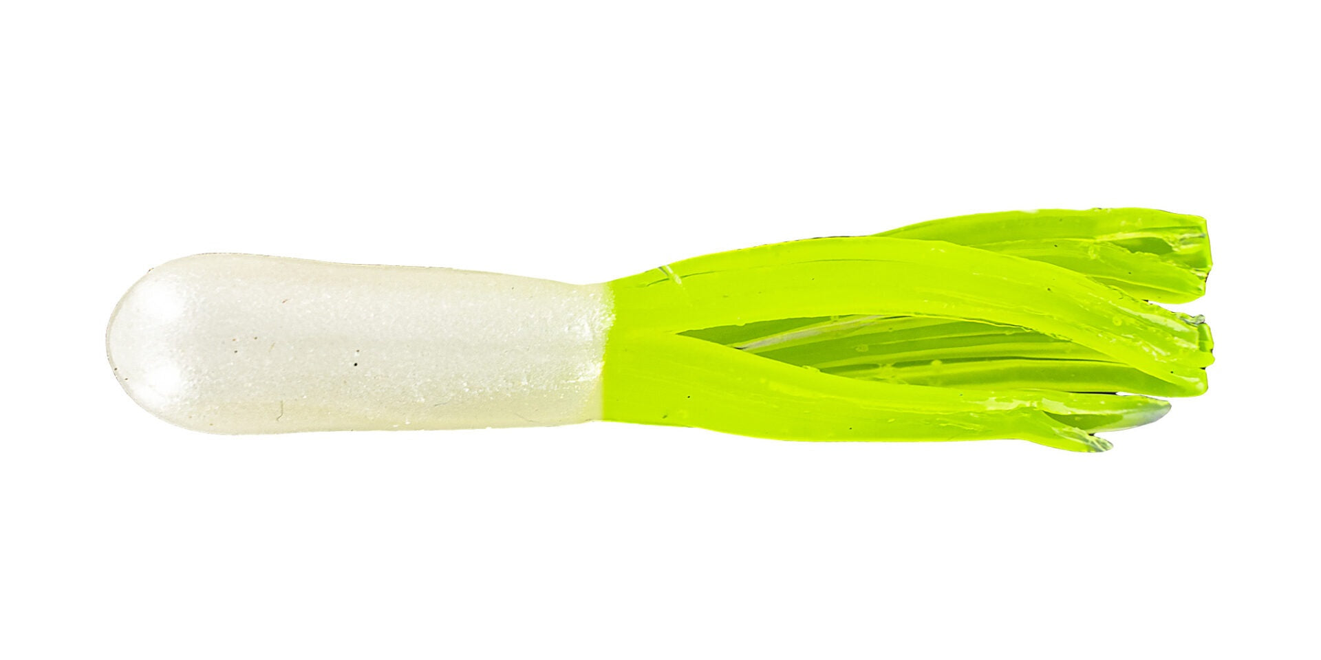 Green fishing lure on white background.