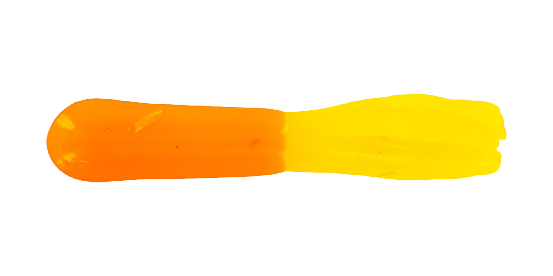 Orange and yellow colored rubber-style object.