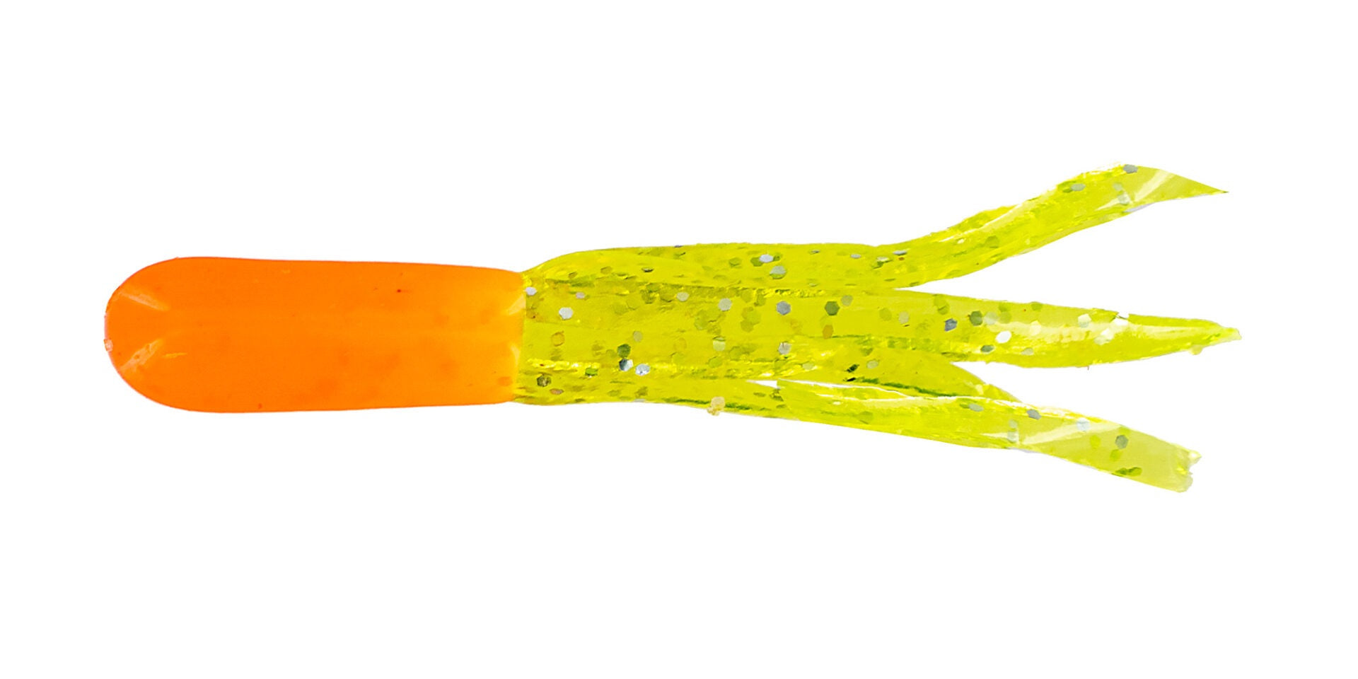 Bright yellow and orange squid lure.