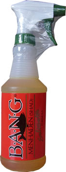 Bottle of B.A.N.G. Menhaden Shad spray.