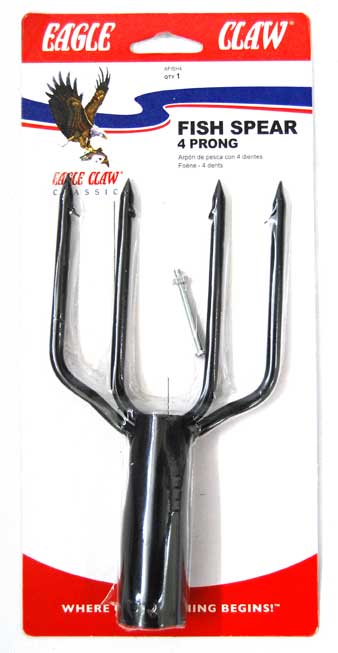 Four-prong fish spear on packaging.