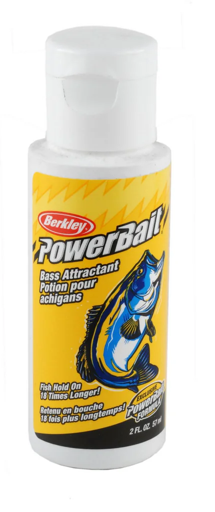 Berkley PowerBait bass attractant in bottle.