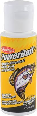 Berkley PowerBait crappie attractant bottle.