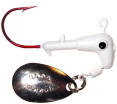 Fishing lure with a hook and spinner.