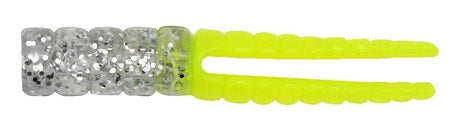 Neon yellow hair clip with silver glitter.