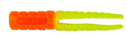 Orange and yellow plastic tool with teeth.