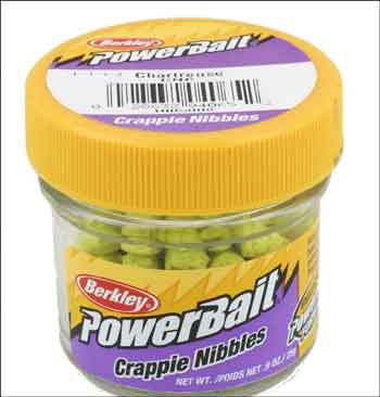 Berkley PowerBait Crappie Nibbles jar.