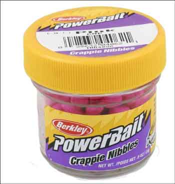 Berkley PowerBait Crappie Nibbles jar.