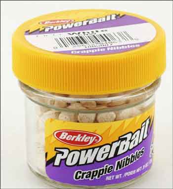 Berkley PowerBait Crappie Nibbles jar.