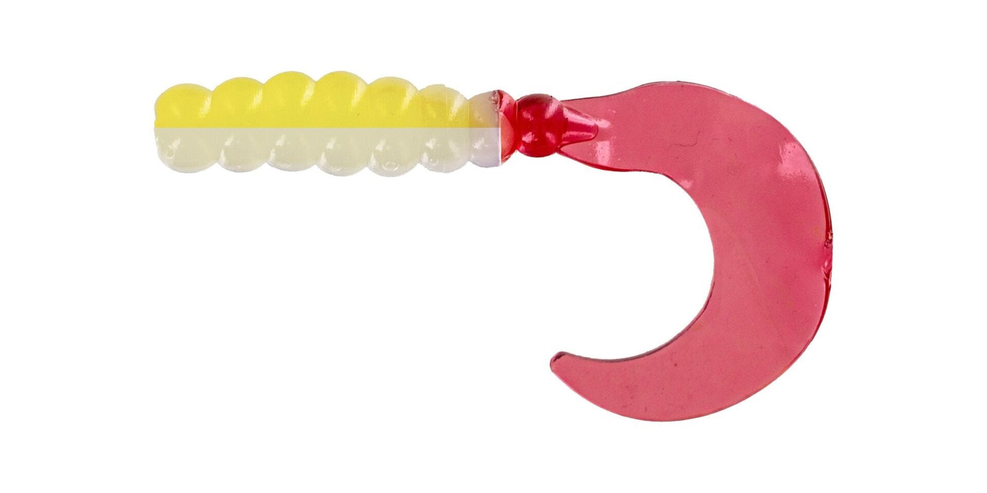 Colorful fishing lure with pink and yellow.