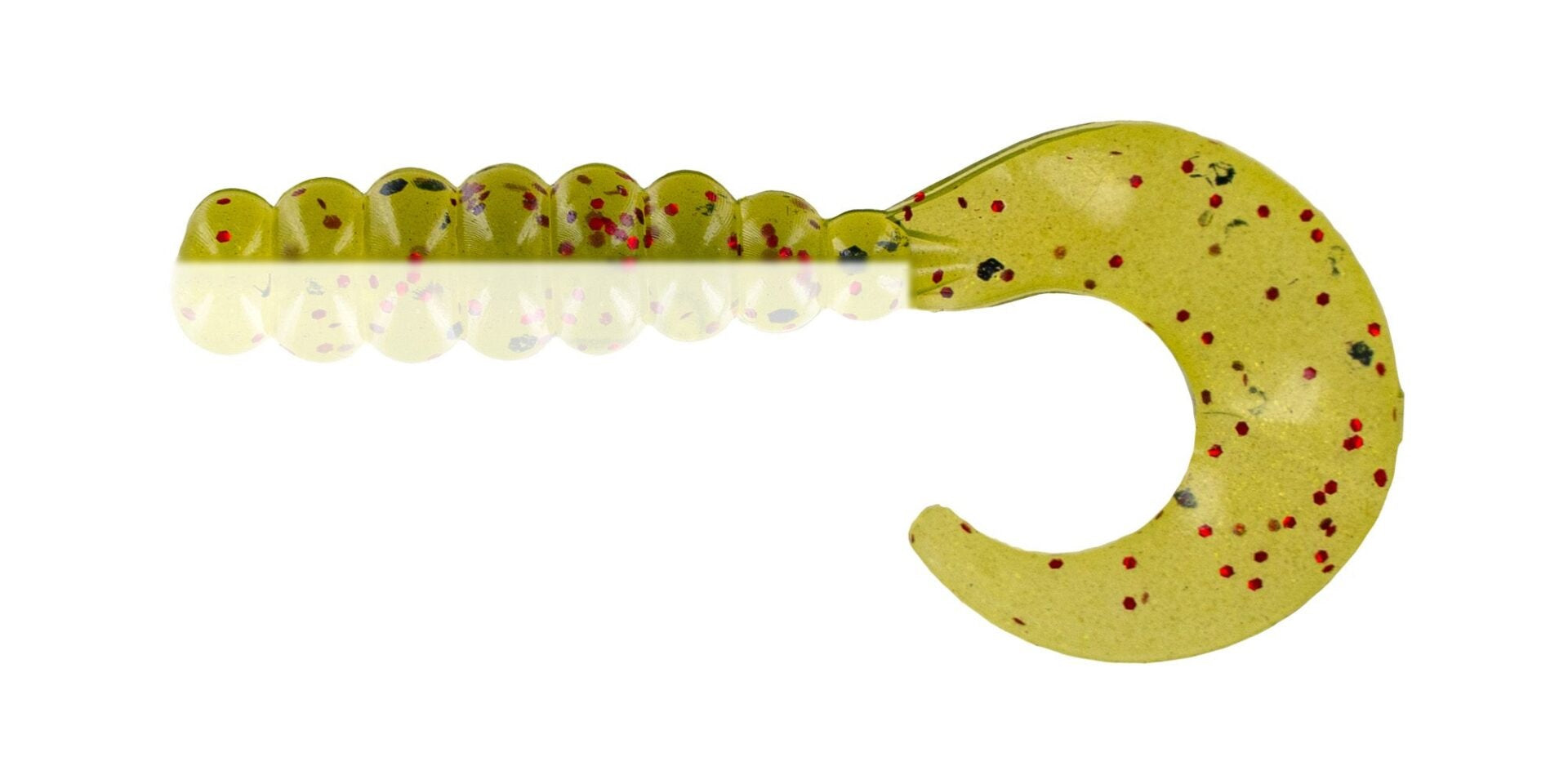 Yellow fishing lure with glitter specks.