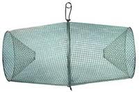 Green wire mesh fish trap for catching fish.