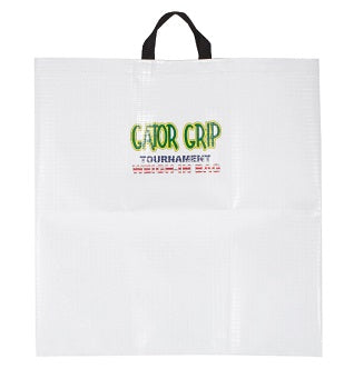 White tournament bag with Gator Grip logo.