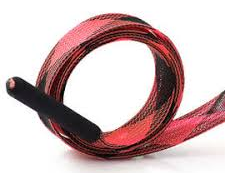 Red and black patterned jump rope.