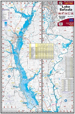 Lake Eufaula map with detailed features.