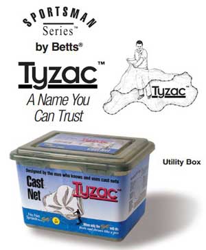 Tyzac cast net utility box packaging.