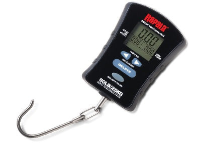 Digital scale with a hook attachment.