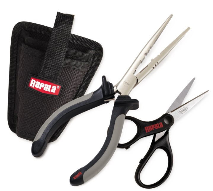 Fishing pliers and scissors with holster.