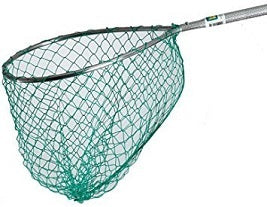 Fishing net with a green mesh design.