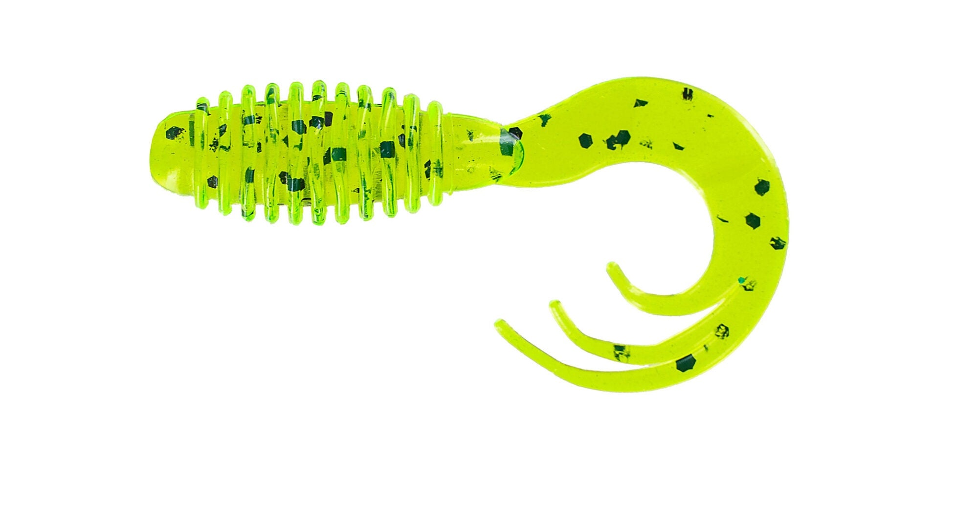 Bright green fishing lure with textured body.