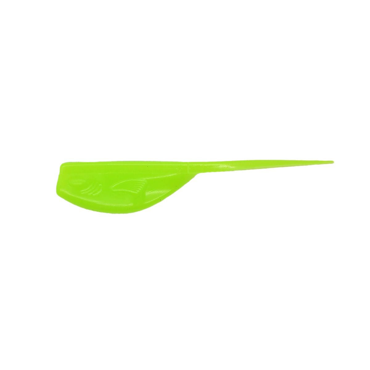 Green plastic fish-shaped tool.