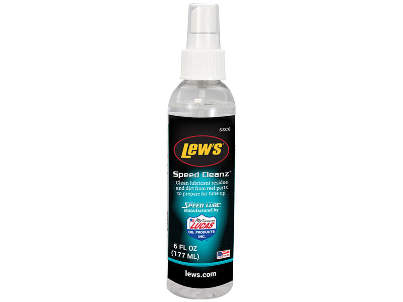 Lews Speed Cleanz fishing reel cleaner spray.