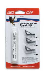 Saltwater rod tip repair kit packaging.