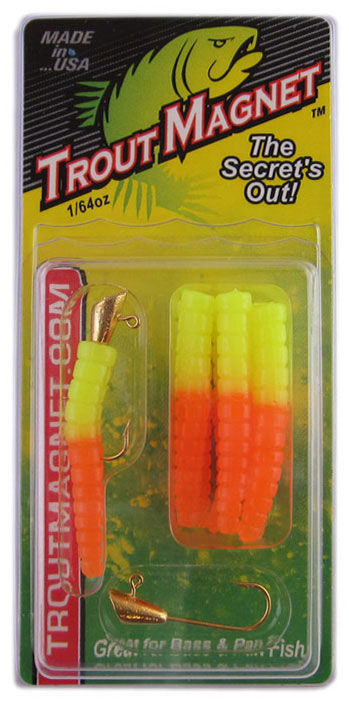 Trout fishing lures in packaging.