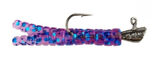 Colorful fishing lure with a metallic hook.