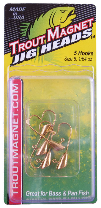 Gold jig heads for fishing in package.