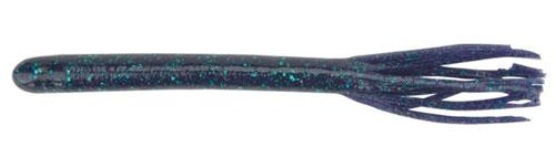 Black and blue fishing lure with glitter.