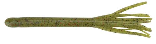 Green fishing lure with tentacle-like appendages.