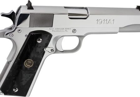 FS 8RD CHROME BLK PEARL GRIPSIVER JOHNSON 1911A1 45ACP 5"