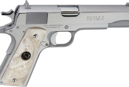 FS 8RD CHROME WHITE PEARL GRIPIVER JOHNSON 1911A1 45ACP 5"